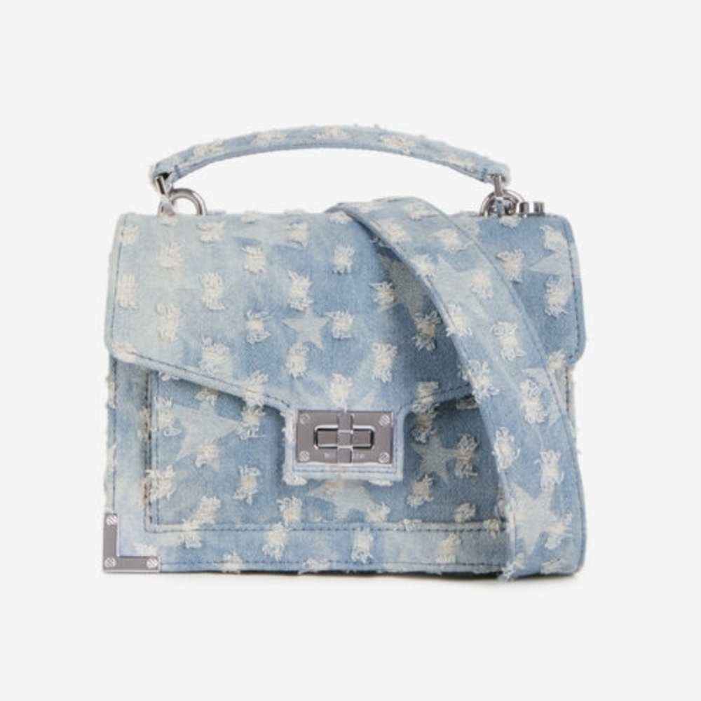 NEW! THE KOOPLES, Emily Star Denim Bag, Blue, MSRP $495